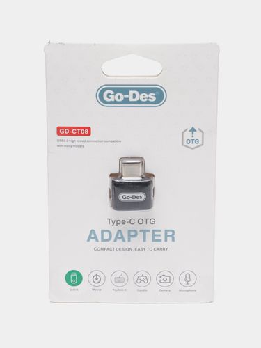 Адаптер Go-Des Type-C OTG для usb 3.0 устройств и флешек, Черный