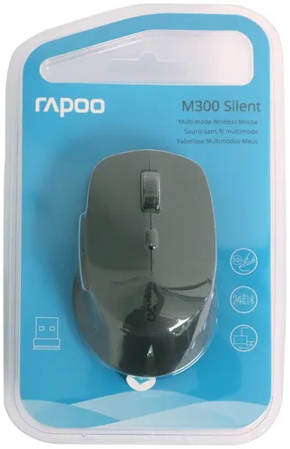 Беспроводная оптическая мышь Rapoo M300 Silent Windows Mac OS Android и iOS, Черный, в Узбекистане