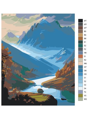 Картина по номерам "Прекрасный вид на горы и реку" ARTR72, фото