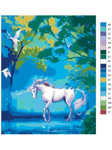 Картина по номерам "Единорог в лесу" ARTHE148, 12900000 UZS