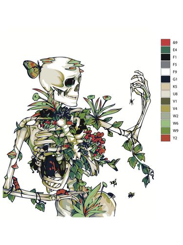 Картина по номерам "Скелет в цветах" ARTR289, 12900000 UZS