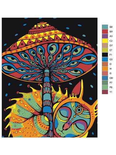 Картина по номерам "Гриб с котиком" ARTR351, в Узбекистане