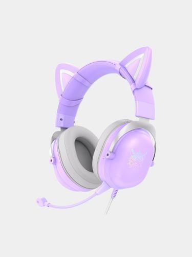 Наушники игровые с микрофоном Cat Ears Onikuma x11 для Ps и ПК, Лавандовый