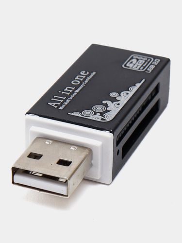 Картридер USB для флешки для карт SD и TF адаптер преходник, Черный, в Узбекистане