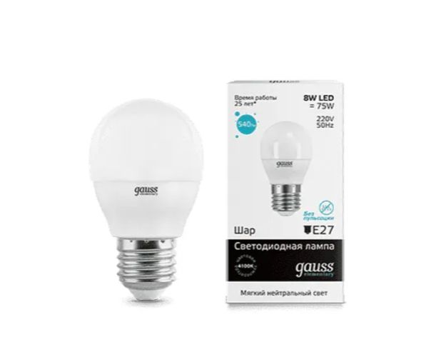 Лампочка LED Gauss Elementary GLOBE 8W E27 4100K