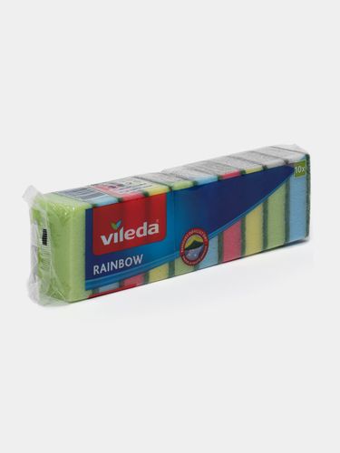 Губка для мытья посуды Vileda Rainbow 121153, 10шт/уп-ка