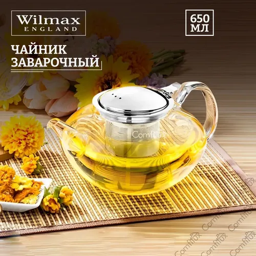 Чайник заварочный Wilmax WL-88804, 650 мл, Прозрачный, купить недорого