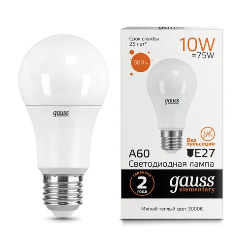 Лампочка LED Gauss A60 10W E27 3000K/4100K