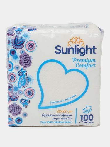 Салфетки бумажные Sunlight 22х22 см, 100 шт