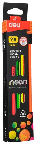 Набор карандашей Deli Neon EU51800 2B ассорти, 12 шт