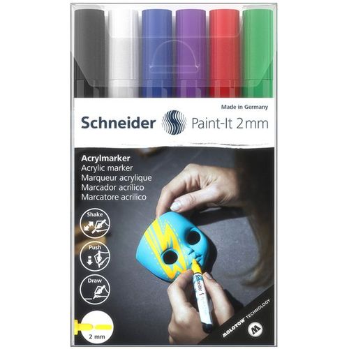 Маркер акриловый Schneider PAINT 120195, 2 мм, 6 шт