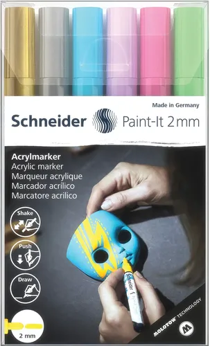 Маркер текстовой Schneider PAINT 2мм 6pcs 120196