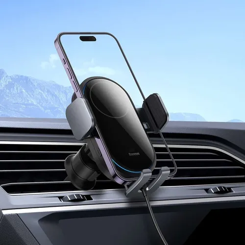 Автомобильный держатель Baseus LightChaser Series Wireless Charging Electric Car Mount, Черный, в Узбекистане