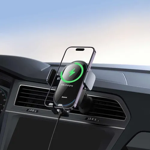 Автомобильный держатель Baseus LightChaser Series Wireless Charging Electric Car Mount, Черный, sotib olish