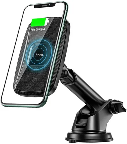 Автомобильный держатель Hoco CA75 Magnetic wireless charging car holder, Черный, в Узбекистане