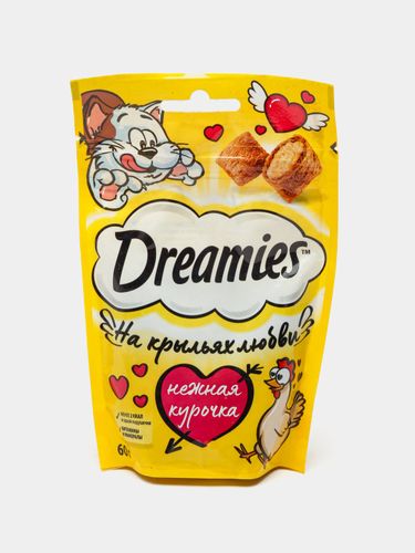 Лакомство для кошек Dreamies Подушечки с нежной курочкой, 60 гр