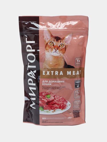 Сухой корм для кошек Мираторг Extra Meat Black Angus с говядиной, 190 гр