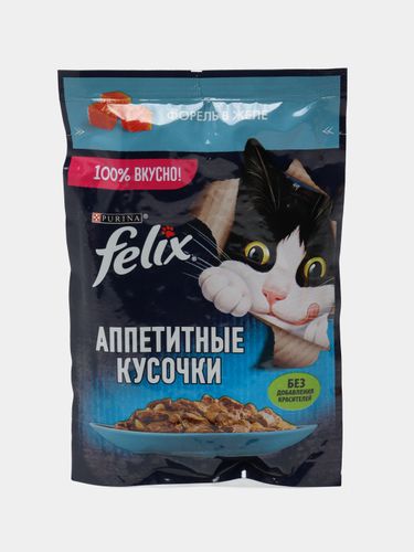 Влажный корм для кошек Felix Аппетитные кусочки форель в желе, 75 гр, в Узбекистане