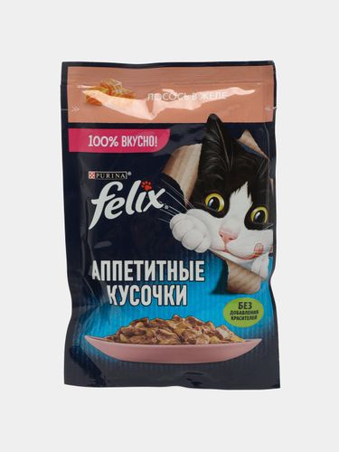 Влажный корм для кошек Felix Sensations лосось в желе, 75 гр