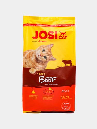 Сухой корм для взрослых кошек JosiCat Tasty Beef с говядиной, 650 гр