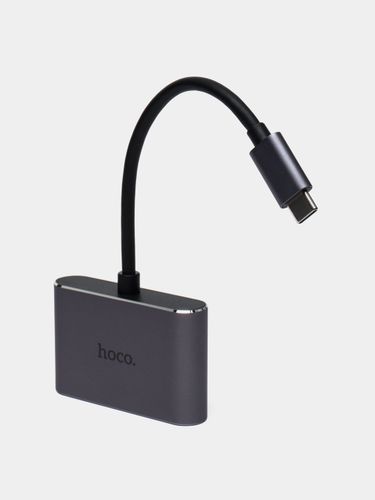 Конвертер переходник Hoco HB29 Easy-lead Type-C на HDMI + VGA 4K 30Hz, Темно-серый