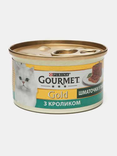 Влажный консервированный корм для кошек Purina Gourmet Gold с кроликом, 85 гр