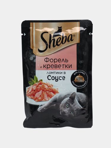 Влажный корм для кошек Sheba Ломтики в соусе с форелью и креветками, 75 гр