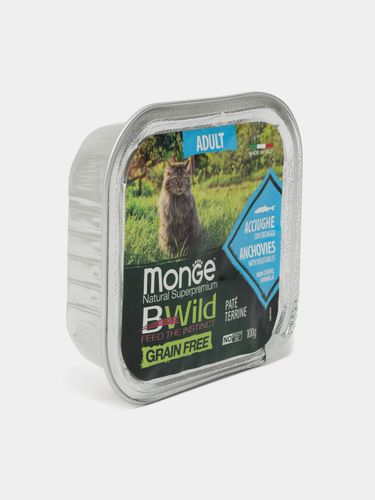 Влажный корм для кошек Monge Bwild Cat Adult с анчоусом и овощами, 100 гр, в Узбекистане