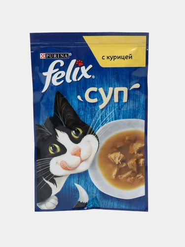 Влажный корм для кошек Felix Суп с курицей, 48 гр