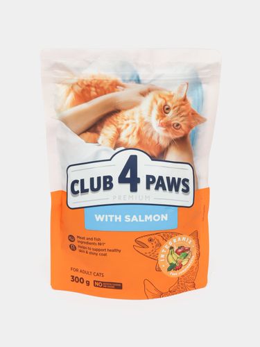 Сухой корм для взрослых кошек Club 4 Paws Premium с лососем, 300 гр