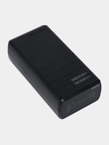 Tashqi akkumulyator Power bank Promate 38000 mA/soat 130W Quick Charging USB Type-C USB-A, Qora