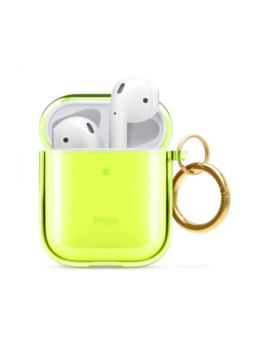 Защитный чехол с карабином для AirPods Elago Clear Hang Case Neon Yellow, Салатовый