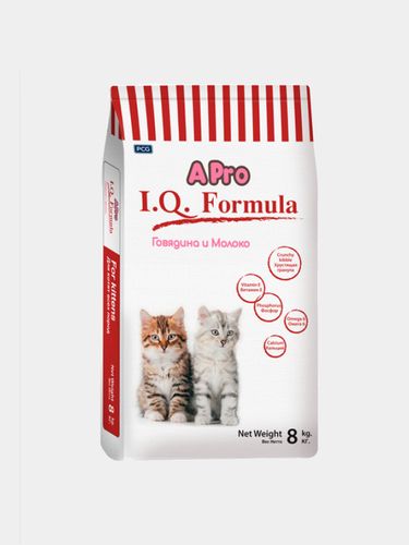 Сухой корм для котят APRO I.Q с говядиной и молоком, 8 кг