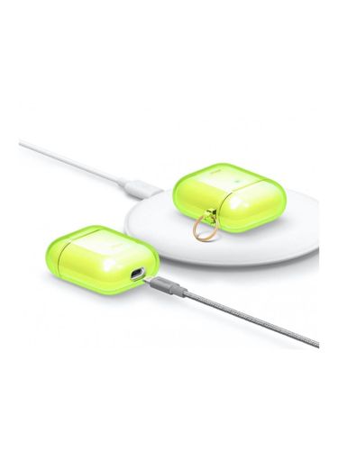 Защитный чехол с карабином для AirPods Elago Clear Hang Case Neon Yellow, Салатовый, купить недорого