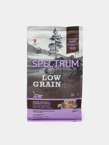 Сухой корм для стерилизованных кошек Spectrum Low Grain с лососем и анчоусами, 2 кг