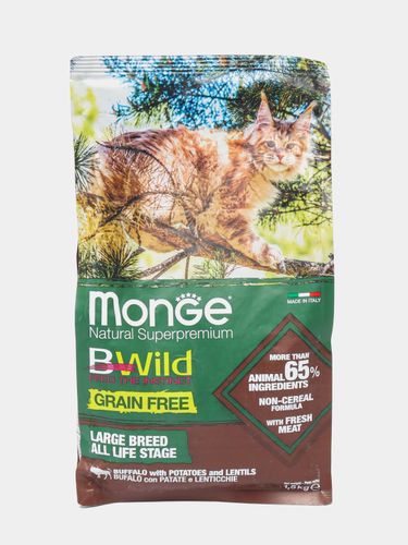 Сухой корм для взрослых кошек Monge BWild из мяса буйвола, 1.5 кг