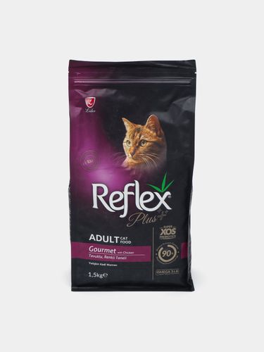 Сухой корм для взрослых кошек Reflex Plus Gourmet цветные гранулы с курицей, 1.5 кг