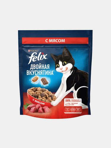 Сухой корм для кошек Felix Двойная вкуснятина с мясом, 200 гр