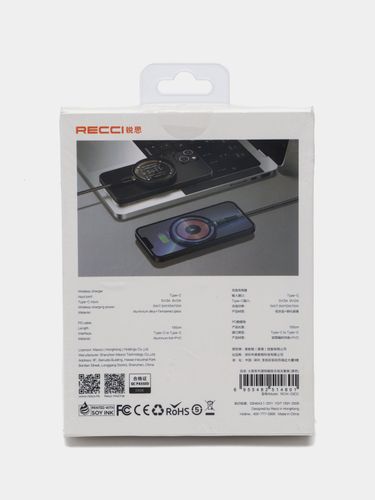 Беспроводная зарядка для iPhone Recci RCW-23CC Wireless Charger, Прозрачный, в Узбекистане