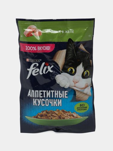 Влажный корм для кошек Felix Аппетитные кусочки кролик в желе, 75 гр, фото