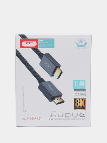 Кабель XO HDMI-HDMI 8 K 5 Gbps 60 hz, 1.5 м, Черный