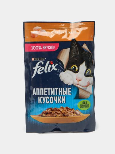 Влажный корм Felix для кошек с курицей и томатами в желе, 75 гр, 26 шт, фото