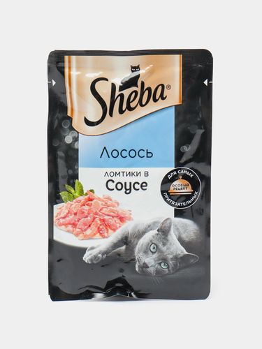 Влажный корм для кошек Sheba ломтики со вкусом Лосося, 75 гр, Синий