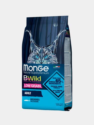 Сухой корм для кошек Monge Bwild Anchovies с анчоусами, 1.5 кг