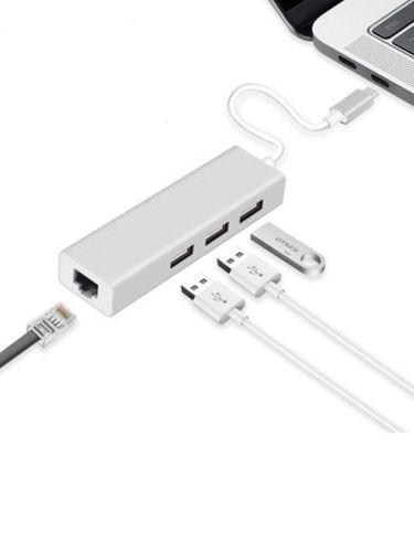 Переходник адаптер USB хаб на 3-Port, Серый металлик