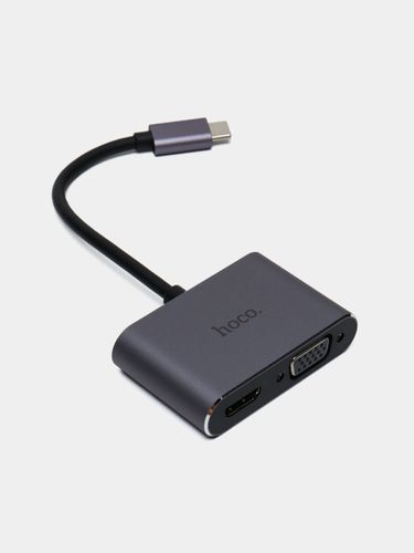 Адаптер Hoco HB30 Eco Type-C на HDMI + VGA + USB3.0 4K, Хром