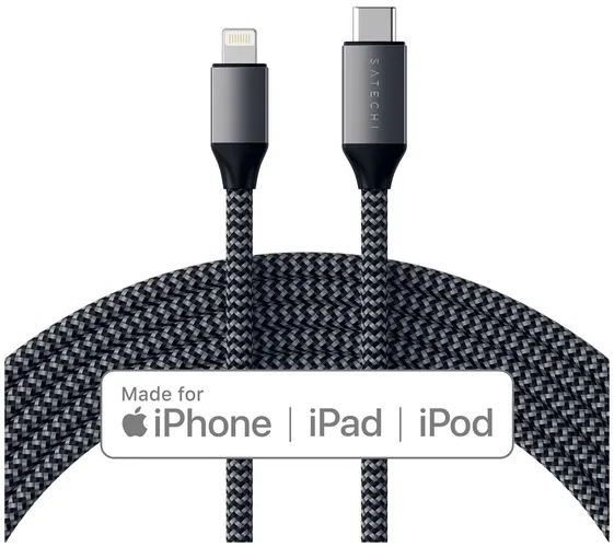 Кабель Satechi USB-C to Lightning Charging Cable ST-TCL18M, Серый, фото