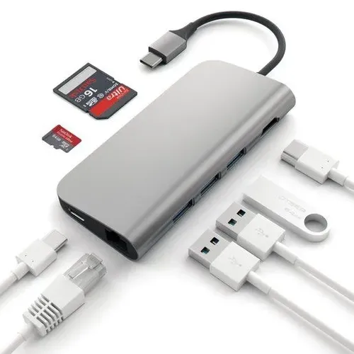 Адаптер USB адаптер Satechi Aluminum Multi-Port Adapter 4K with Ethernet ST-TCMAM, фото