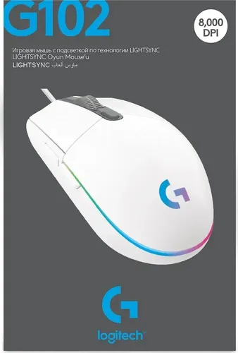 Игровые мышь Logitech G102 LIGHTSYNC Corded Gaming Mouse USB EER, Белый, O'zbekistonda