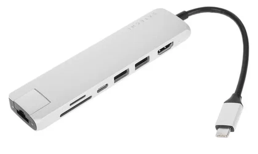 Адаптер Хаб Satechi Aluminum Type-C Slim Multi-Port with Ethernet Adapter ST-UCSMA3S, Серебристый, фото